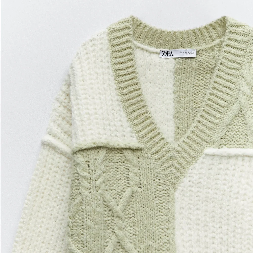 Zara Patchwork Knit Sweater M - Picture 4 of 6